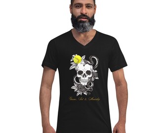 Camiseta unisex de manga corta con cuello de pico para amantes del tenis