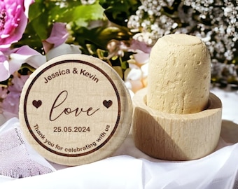Personalized Wood & Cork Wine Bottle Stopper: Wedding Favors
