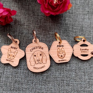 Wooden Dog Tag, Bone Dog Tag, Personalized Dog ID Tag, Rustic Pet ID Tag, Custom Pet Name Tag, Puppy Id Tag, Minimalist Pet Accessory