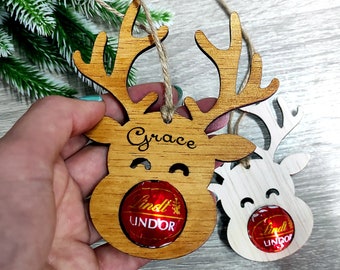 Personalized Reindeer Christmas Ornament: Chocolate Bauble