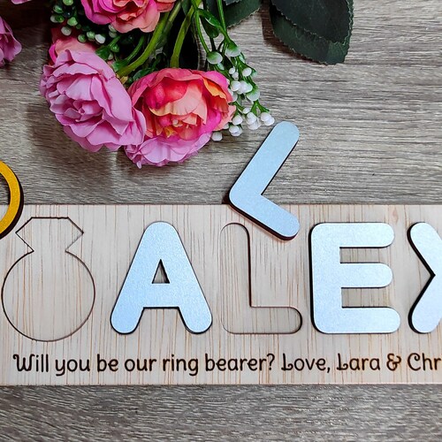 Will You Be Our Ring Bearer Gift Name Puzzle Ring Security Etsy