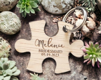 Llavero personalizado con pieza de rompecabezas para dama de honor: regalo para la fiesta nupcial