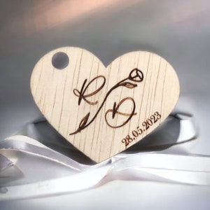 Hochzeit Holzanhänger - Personalisierte Herz Gastgeschenke - Hochzeit Dankeschön Geschenkanhänger - Rustikale Hochzeit - Geschenkanhänger