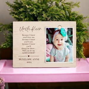 Personalized Godfather Gift: Engraved Wooden Photo Frame