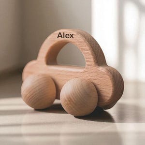 Personalized Wooden Toy Car for Toddlers, Montessori Waldorf Natural Wood Car, First Birthday Gift, Baby Shower Keepsake, Christmas Gift