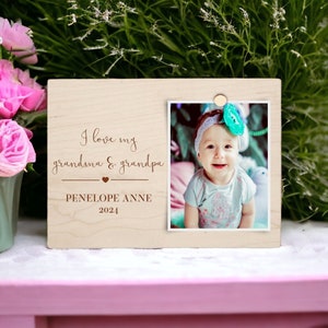 Engraved Wooden Picture Frame: New Grandparents Gift from Grandkids