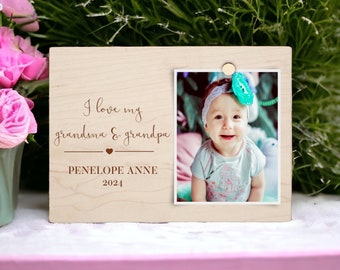 Engraved Wooden Picture Frame: New Grandparents Gift from Grandkids
