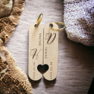 2 x Couples Personalised Keyring, 5 Year Anniversary Gift, Personalised Pair of Keyrings, His Hers Keyring, Couples Keyring, Couple Gift