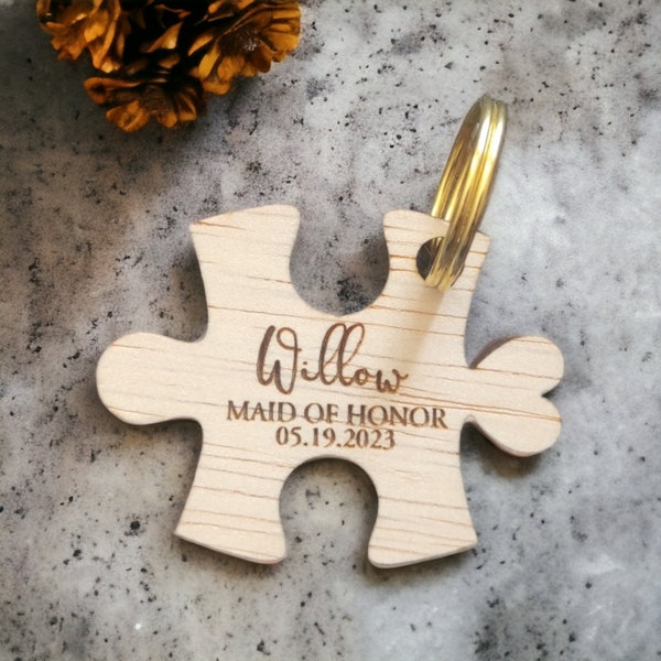 Maid of Honor Puzzle Piece Keyring, Maid of Honor Proposal, Bridal party Gifts Personalised, Hen Party Gift, Personalized Bachelorette Gifts