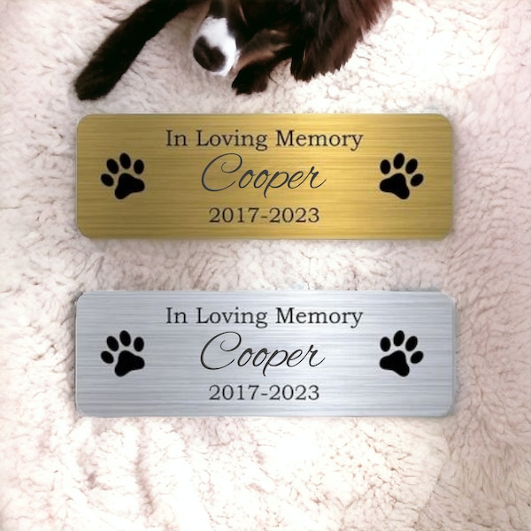 Personalized Pet Memorial Plaque, Name Plate for Pet Urn, Gold Or Silver, Pet Loss Keepsake, Pet Remembrance, Custom Name Sign for Pet Loss