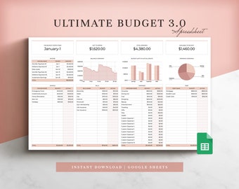 Ultimate Budget Spreadsheet 3.0 for Google Sheets, Budget Template, Budget by Paycheck, Monthly Budget, Expense Tracker, Spending Tracker