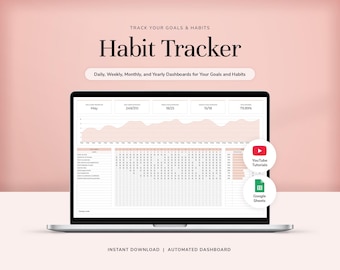 Goal and Habit Tracker Spreadsheet Google Sheets Daily Habit Tracker  Weekly Goal Tracker Monthly Goal Tracker Yearly Goal Tracker