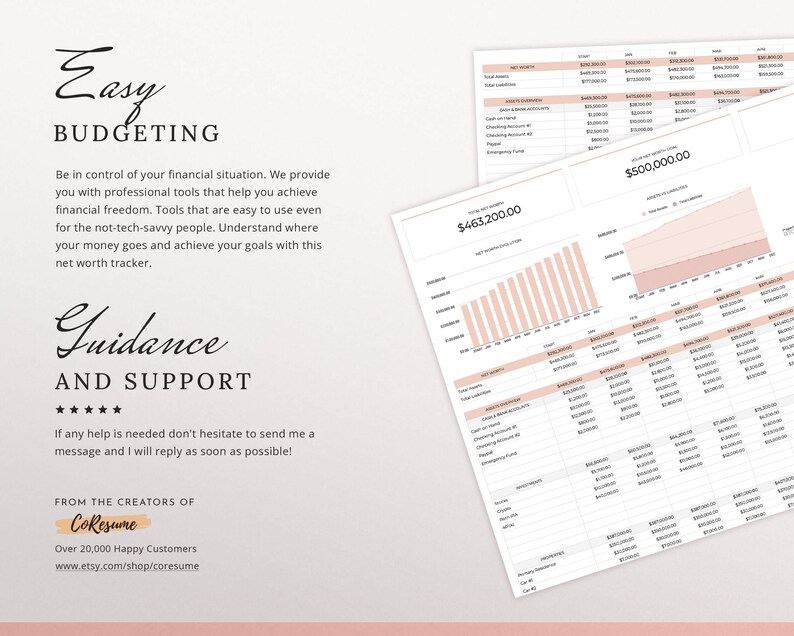 Net Worth Tracker Spreadsheet Template for Google Sheets Net Etsy