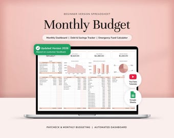 Monthly Budget Planner Google Sheets Budget Spreadsheet Budget Tracker Budget Template Paycheck Budget Weekly Budget Savings Tracker