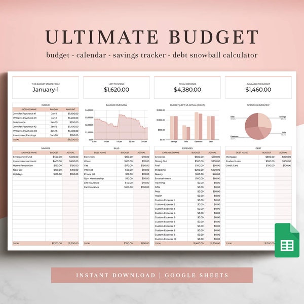 Ultimate Budget Spreadsheet 3.0 for Google Sheets, Budget Planner, Budget Template, Budget by Paycheck, Monthly Budget, Expense Tracker