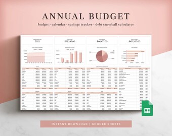 Annual Budget Spreadsheet 2.0 for Google Sheets, Budget Template, Budget Planner, Yearly Budget Template, Budget Tracker, Personal Budget