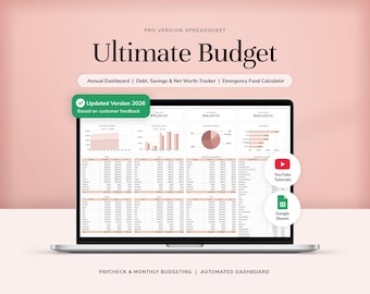 Ultimate Annual Budget Spreadsheet Google Sheets Budget Planner Budget Template Budget Tracker Savings Tracker Debt Tracker