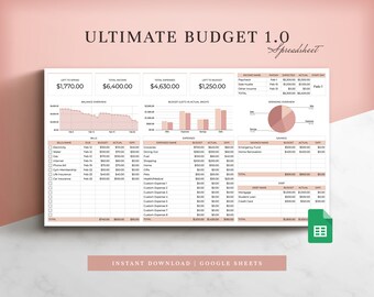 Ultimate Budget Spreadsheet 1.0 for Google Sheets, Budget Template, Budget by Paycheck, Monthly Budget, Finance Tracker, Expense Tracker