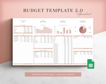 Budget Spreadsheet 2.0 for Google Sheets, Budget Template, Paycheck Budget, Monthly Budget, Weekly Budget, Personal Budget, Finance Tracker