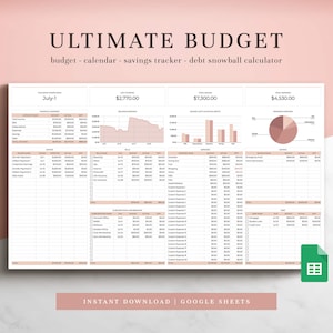 Ultimate Budget Spreadsheet 2.0 for Google Sheets, Budget Template, Budget Planner, Paycheck Budget, Monthly Budget, Weekly Budget