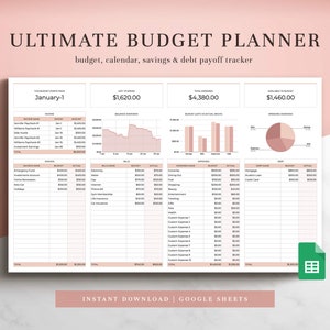 Ultimate Budget Planner for Google Sheets, Budget Spreadsheet, Budget Template, Paycheck Budget, Monthly Budget, Expense Tracker