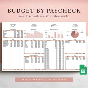 Paycheck Budget for Google Sheets, Budget Spreadsheet, Budget Planner, Budget Template, Monthly Budget, Weekly Budget, Finance Tracker