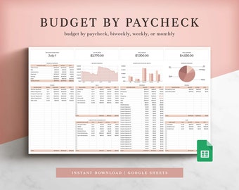 Salarisbudget voor Google Spreadsheets, budgetspreadsheet, budgetplanner, budgetsjabloon, maandbudget, weekbudget, financiële tracker