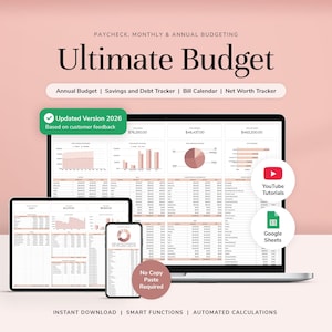 Ultimate Annual Budget Spreadsheet Google Sheets Budget Planner Budget Template Budget Tracker Savings Tracker Debt Tracker