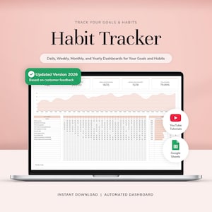 Goal and Habit Tracker Spreadsheet Google Sheets Daily Habit Tracker  Weekly Goal Tracker Monthly Goal Tracker Yearly Goal Tracker