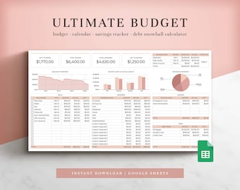 Ultimate Budget Spreadsheet 1.0 for Google Sheets, Budget Template, Budget Planner, Budget by Paycheck, Monthly Budget, Finance Tracker