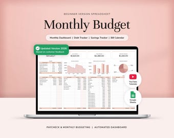 Monthly Budget Planner Google Sheets Budget Spreadsheet Budget Tracker Budget Template Paycheck Budget Weekly Budget Savings Tracker