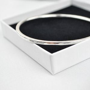 Custom made, 2.5mm or 3mm wide Solid Sterling Silver Bangle. Custom size and design. Ex Small, Small.Medium.Large.Ex Large.Plain or Textured