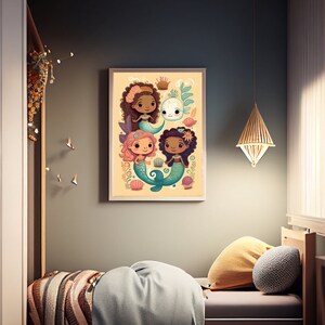 Mermaid Wall Art Print Bedroom Decor Ocean Toddlers Bedroom Prints Mermaids Wall Art Digital Download Poster Prints Party Mermaid Friends