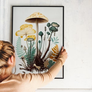 Mushrooms Print Vintage Fungi Poster Art Illustration champignons Botanical Artwork British Mushroom Illustration Nature Art Print Fungi