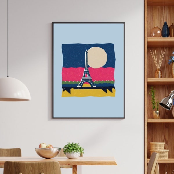 Paris Print Wall Art, Hanging Home Décor Paris Gift,  Digital Wall Art, Colorful Poster, Digital Download, Living Room Art, Gift For Her