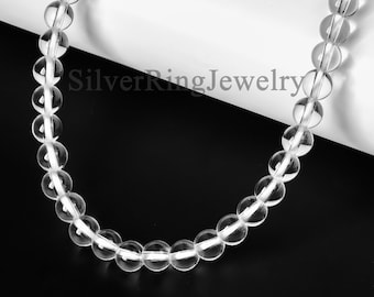 8mm Phenakite Crystal Necklace, Plain Smooth Round, 16 Inches