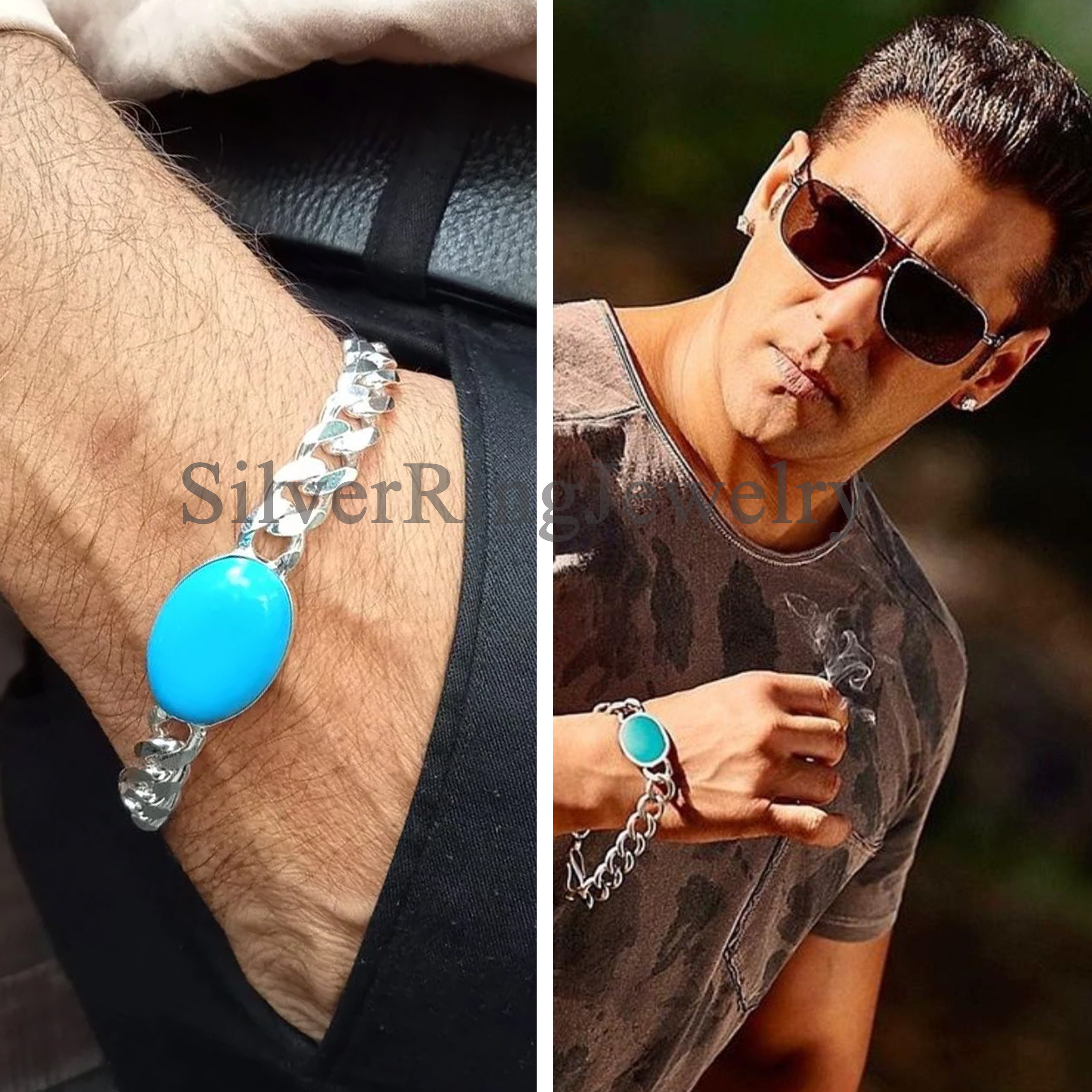 Buy PS CREATION Salman Khan Inspired Turquoise Bracelet for Men Silver  Chain Bracelet Men's Jewelry for Gifting Online In India At Discounted  Prices