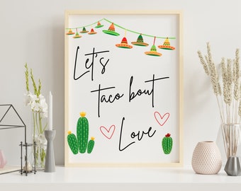 タコバウトのラブサイン、フィエスタウェディングシャワーデコレーション（デジタルダウンロード）