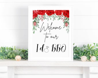 BBQ リハーサルディナー / 婚約パーティーのプリント / ウェディングシャワーのサイン