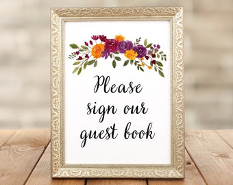 WEDDING GUEST BOOK sign / Fall Wedding decor