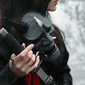 Máscara Hannya Tradicional Japonesa, Máscara Samurai Vestível, Máscara Demoníaca, Máscara Hannya Preta e Dourada, Máscara Kabuki Máscara Oni, Máscara de Parede, Cosplay