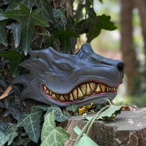 Meia máscara de lobo cinza, meia máscara facial de kitsune, máscara de lobo japonesa vestível, máscara de cosplay de máscara de lobo, máscara de raposa, máscara de lobo de tsushima