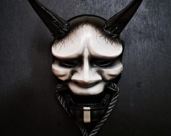 Japanese Hannya Mask: Black&White, Made to ORDER, Samurai Demon mask, Ninja Kabuki Cosplay Halloween Costume, Youkai Devil
