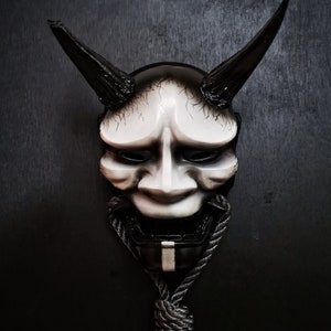 Japanese Hannya Mask: Black&White, Made to ORDER, Samurai Demon mask, Ninja Kabuki Cosplay Halloween Costume, Youkai Devil