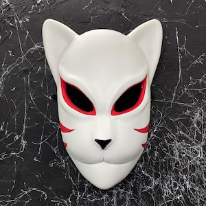 Kitsune mask, Anime Cosplay costume mask, Japanese Fox Demon Mask, White Cat Anbu Mask
