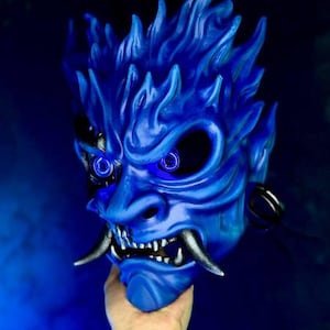 Cyberpunk Oni Mask LED Lights Samurai Cyber mask