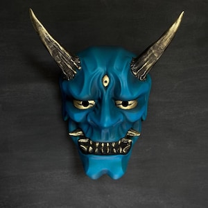 Japanese Oni Mask, Blue Oni mask, Custom Wall oni mask, Red Oni mask wear, Kabuki Noh Resin mask, Demon, Yokai, Cosplay mask