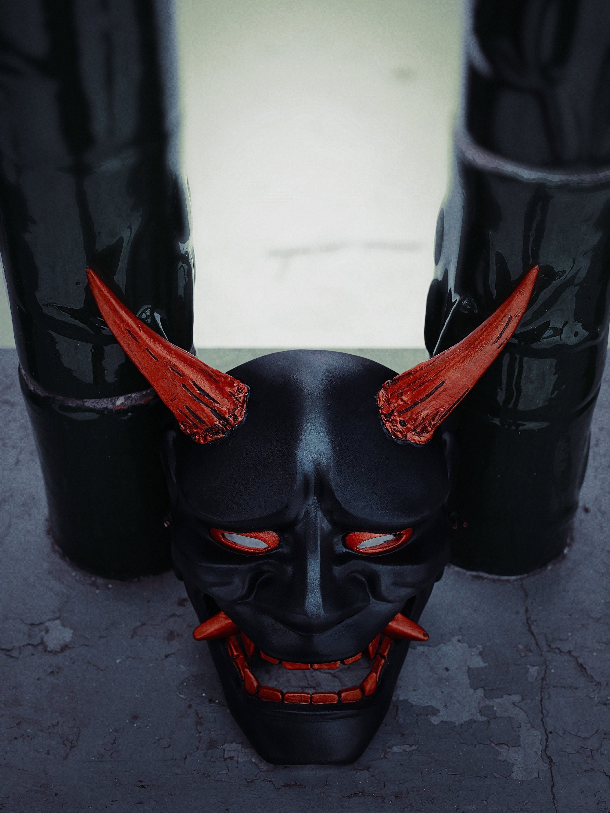 Japanese Hannya Mask Black and Gold Traditional Samurai Mask Etsy