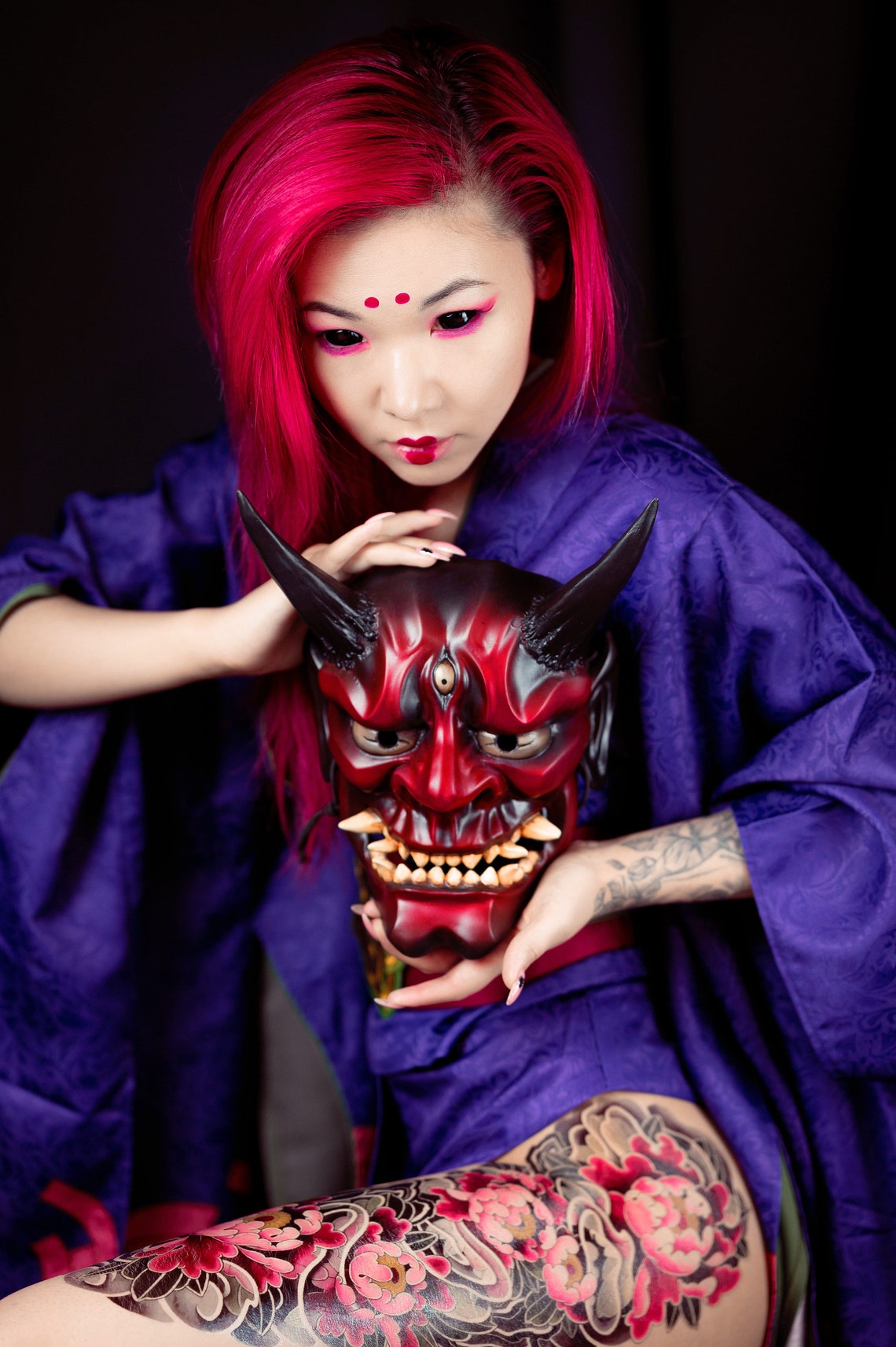 japanese-red-oni-mask-samurai-mask-wall-hannya-mask-oni-etsy