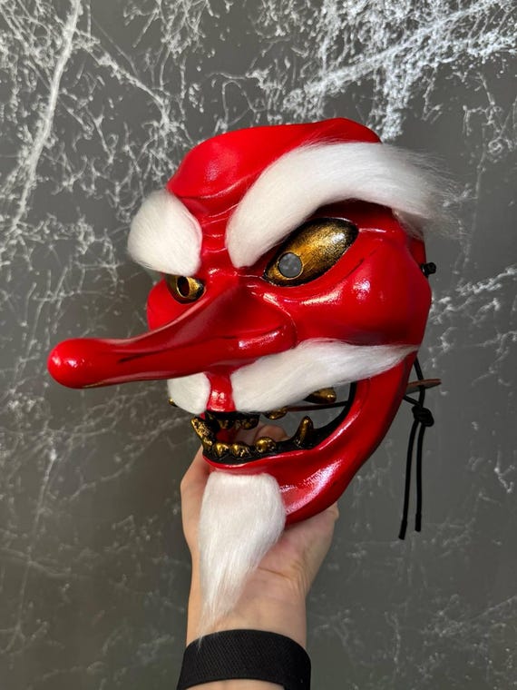 赤い天狗木製の面S お面作家、「北葛飾狸狐」謹製の妖怪面を再入荷